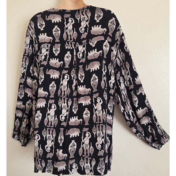 Chicos Design Tribal Print Jacket Blouse 16 (3) Egyptian Lightweight Lagenlook - Picture 8 of 16